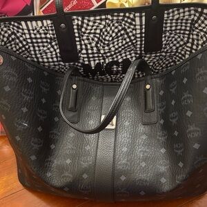 MCM Black Leather Tote Bag